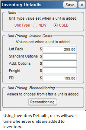 Setting Inventory Defaults in Q-F&I Online