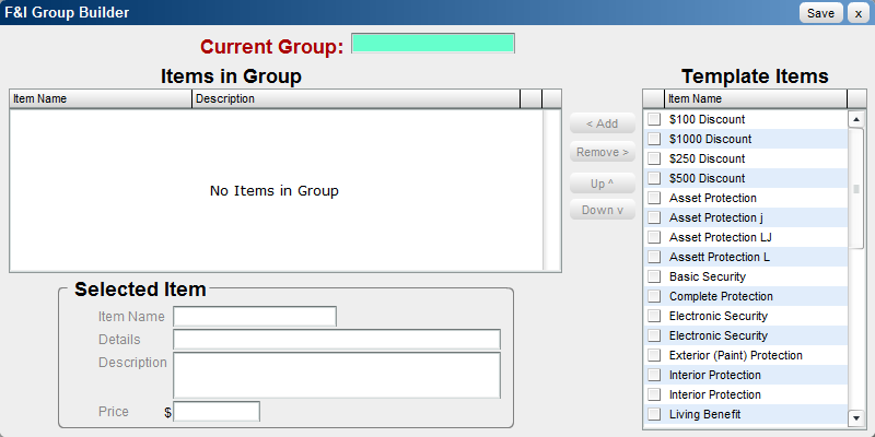 Edit Group Template
